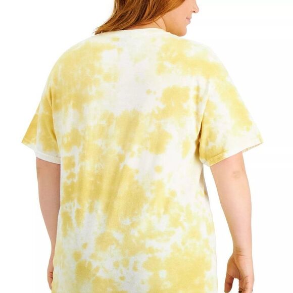 Love Tribe Plus Trendy Tie-Dyed Cotton Graphic Print T-Shirt - Picture 3 of 4